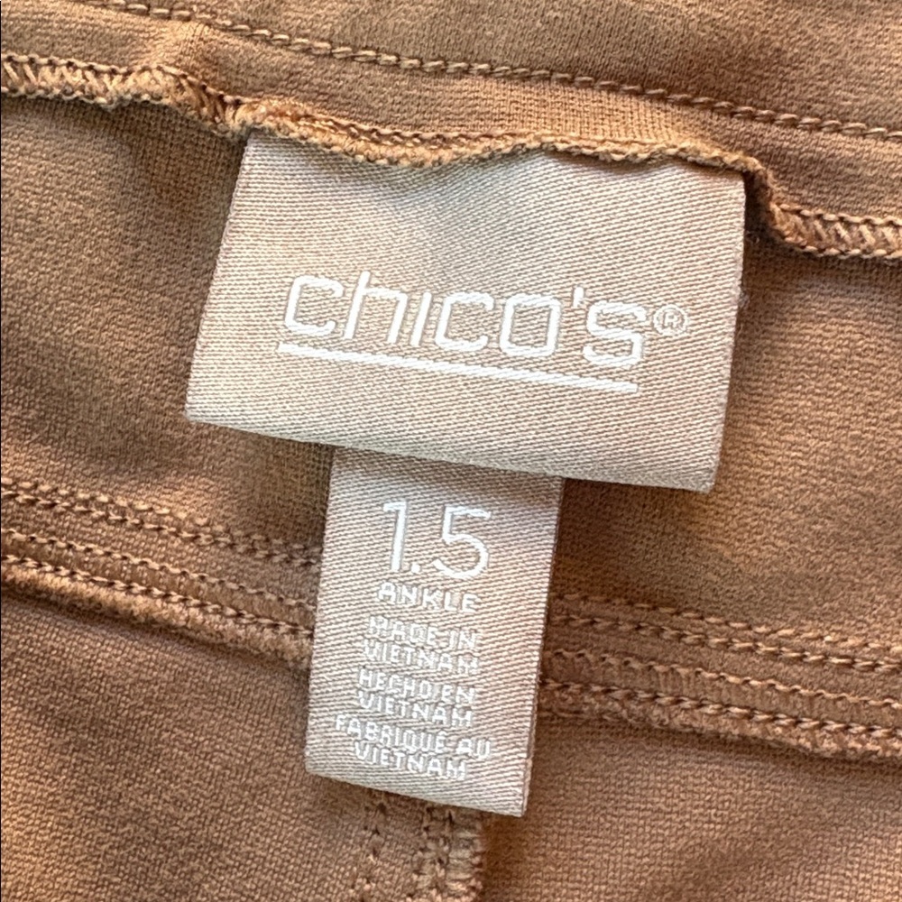 Chico’s sz 1.5 (10) light brown elastic waist pull on ankle pants - Picture 5 of 7